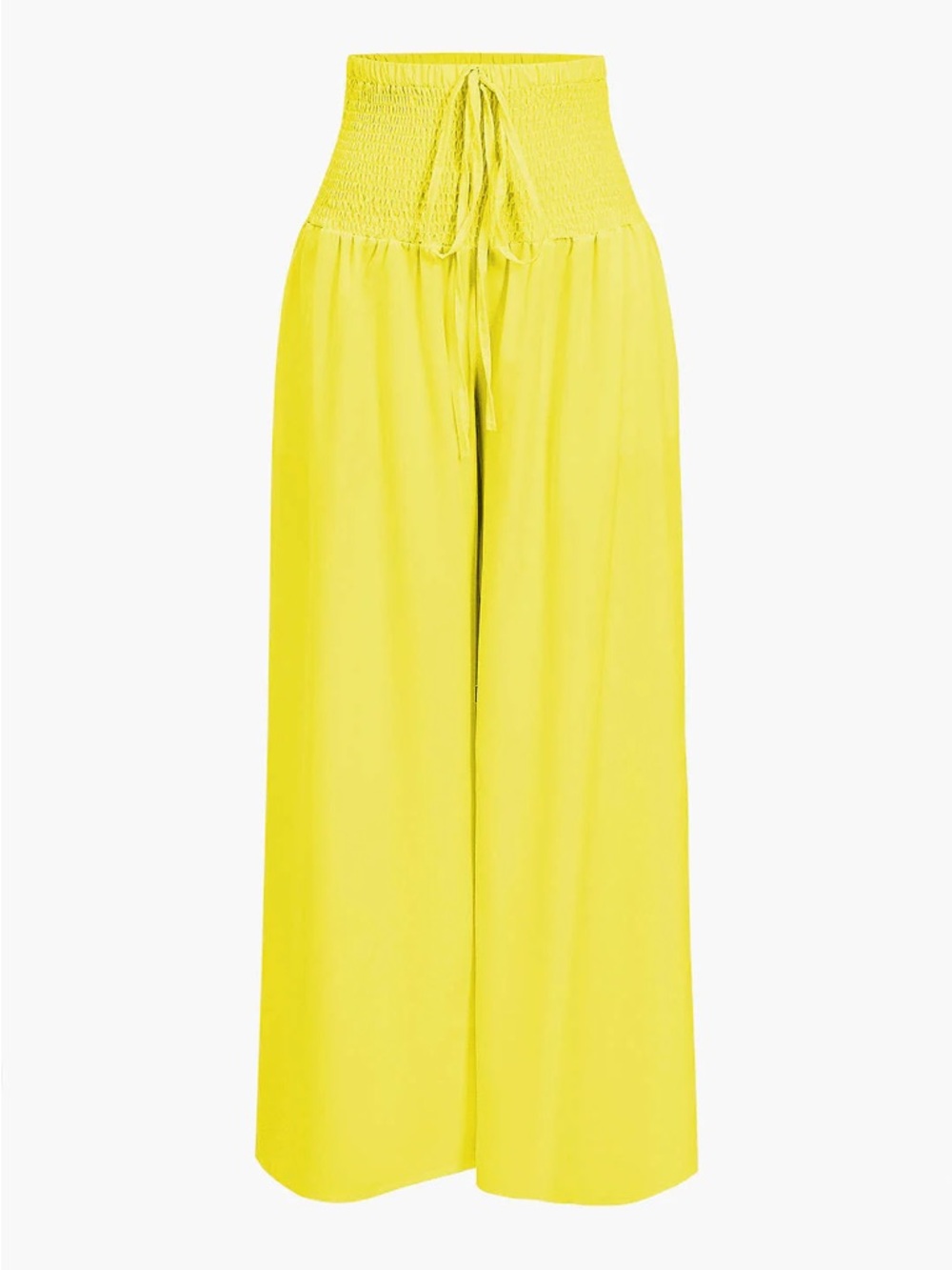 Smocked High-Waist Wide Leg Pants - Yellow - Picture 4 of 7